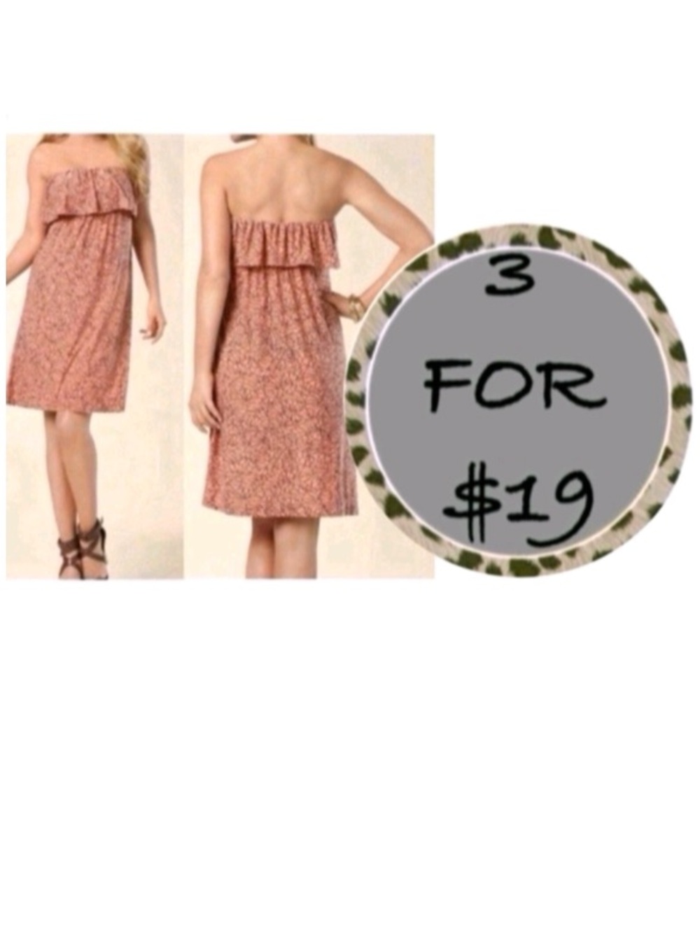 3/$19 Soma Ruffle Bandeau Strappy mini dress